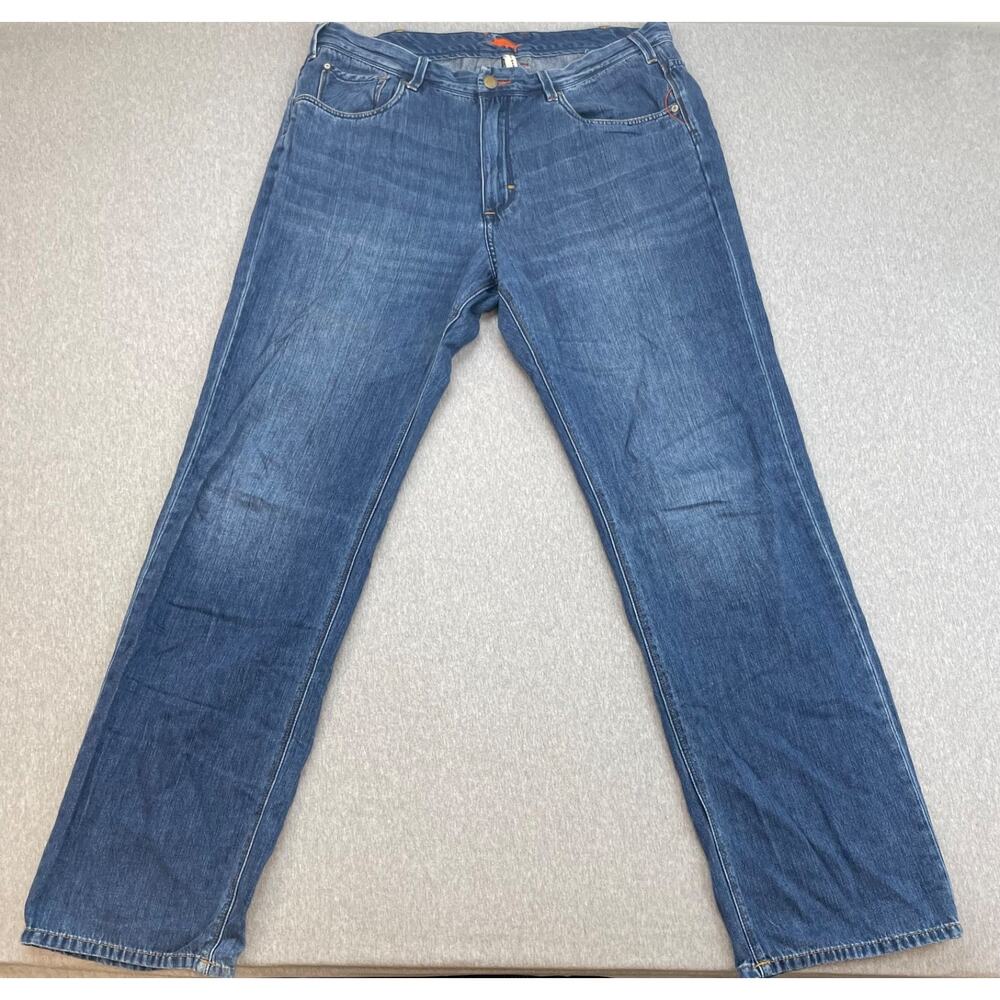 Tommy Bahama Jeans Mens 38 x 36 Blue Denim Cotton Blend Stretch Straight
